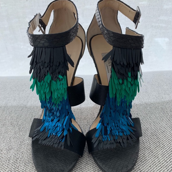 Jimmy Choo Shoes - *WORN ONCE* Jimmy Choo Fringe and Snake Skin Pumps